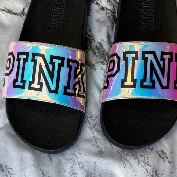 PINK Victoria's Secret Iridescent Slides - Picture 4 of 5
